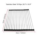 Dish Drying Rack Over Sink Multipurpose Portable Foldable Silicone Wrap Steel Dish Drying Rack Roll Up Drainer Kitchen Gadgets - Image 12