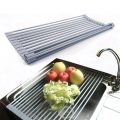 Dish Drying Rack Over Sink Multipurpose Portable Foldable Silicone Wrap Steel Dish Drying Rack Roll Up Drainer Kitchen Gadgets - Image 2