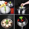 Vegetable Steamer Basket for Cooking Stainless Steel Baby Food Steamer Folding Pasta Pot with Strainer Insert BPA-Free Silicone - Image 6