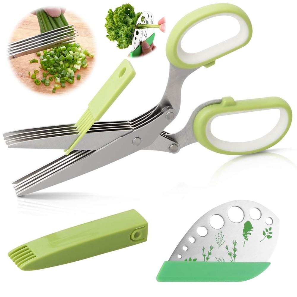 Herb-Scissors-Stripper-Set-Kitchen-Shears-Cutter-Tools-5-Blades-Multi-Purpose-Scissors-2-IN-1-1.jpg Herb Scissors Stripper Set Kitchen Shears Cutter Tools 5 Blades Multi Purpose Scissors 2 IN 1 Herb Stripping Kits Cleaning Brush - Image 1