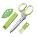 Herb Scissors Stripper Set Kitchen Shears Cutter Tools 5 Blades Multi Purpose Scissors 2 IN 1 Herb Stripping Kits Cleaning Brush - Image 7