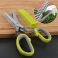Herb Scissors Stripper Set Kitchen Shears Cutter Tools 5 Blades Multi Purpose Scissors 2 IN 1 Herb Stripping Kits Cleaning Brush - Image 5