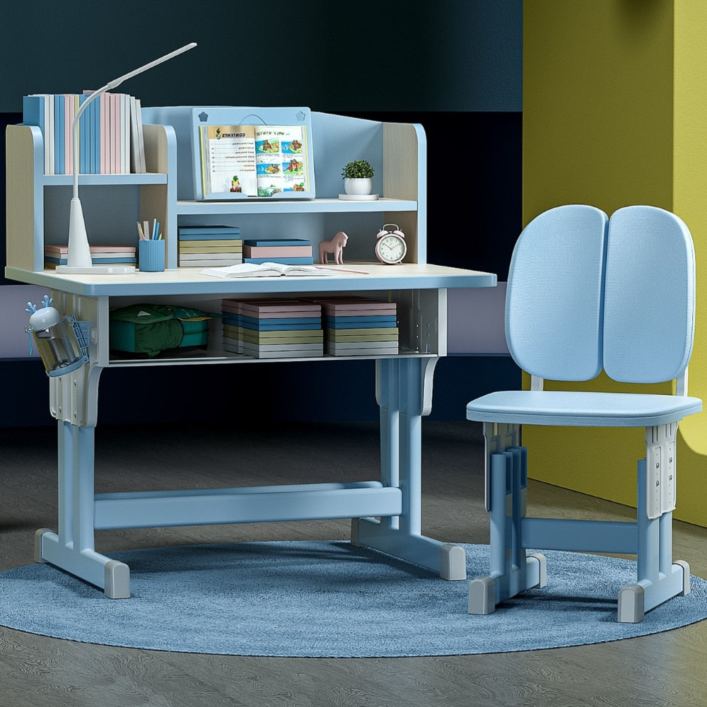 Kids-Desk-and-Chair-Set-Height-Adjustable-Children-School-Writing-Study-Table-for-Kids-Computer-Office-1.jpg Kids Desk and Chair Set Height Adjustable, Children School Writing Study Table for Kids Computer Office Desk with Drawers - Image 1