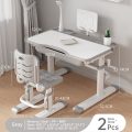 Kids Study Desk and Chair Set Height Adjustable, Children School Writing Functional Study Table with Drawers Lamp Bookstand - Image 6
