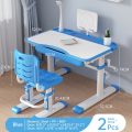 Kids Study Desk and Chair Set Height Adjustable, Children School Writing Functional Study Table with Drawers Lamp Bookstand - Image 9