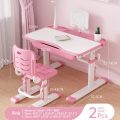 Kids Study Desk and Chair Set Height Adjustable, Children School Writing Functional Study Table with Drawers Lamp Bookstand - Image 7