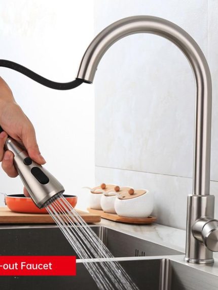 Kitchen Faucet with Pull Down Sprayer and Soap Dispenser Single Handle High Arc Brushed Gold Utility Sink Faucet Freeze Proof