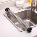 LYHO Kitchen Roll Up Dish Drying Rack Over The Sink Shelf Foldable Stainless Steel Drainer Gadgets - Image 5