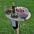 Outdoor Portable Foldable Wine Table with Round Desktop Mini Wooden Easy To Carry Rack PicnicParty Travel Tools Dropshipping