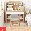 Kids Study Desk and Chair 2Pcs Set Wooden Chlidrens Writing Computer Table for School Students Adjustable Chair Storage Cabinets - Image 17