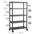 Storage Shelving Organizer Heavy Duty Metal Storage Rack Units with Wheels, Adjustable Shelves Kitchen Pantry Closet Stand Rack - Image 2