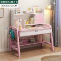 LYHOE All Solid Wood Kids Study Desk and Chair Set Adjustable Height, Children Bedroom Furniture, Pink Kids Table and Chair Set with Shelves Hutch, School Student's Table Office Computer Workstation - Image 8