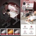 LYHOE Kids Desk and Chair Set Height Adjustable, 31.5"W Ergonomic Children School Writing Study Table with Tilt Desktop, Drawers, LED Lamp, Bookstand, Workstation Office Desk - Image 7