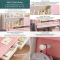 LYHOE All Solid Wood Kids Study Desk and Chair Set Adjustable Height, Children Bedroom Furniture, Pink Kids Table and Chair Set with Shelves Hutch, School Student's Table Office Computer Workstation - Image 2
