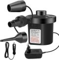 Electric Air Pump for Inflatables, Portable Inflator and Deflator, 110-120V / 12V DC Air Pump for Air Mattress, Pool, Boat, Inflatable Toys or Camping, with 3 Nozzle Attachments