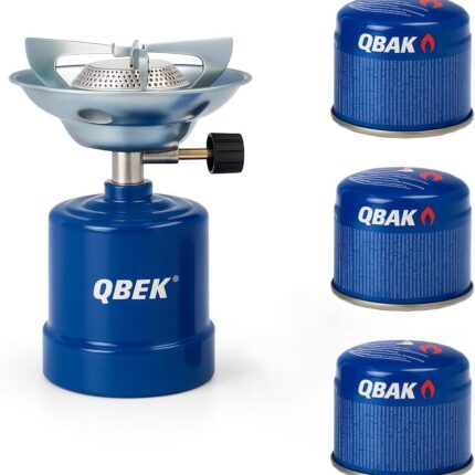 Portable Camping Gas Stove with 3 Butane Cartridges 190g – Outdoor Cooking Burner for Camping, Hiking, BBQ, Beach, Picnic, and Mountain Trips